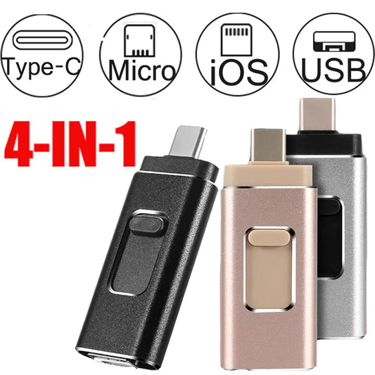 4 in 1 USB 3.0 Flash Drive for iPhone/Android (256GB)